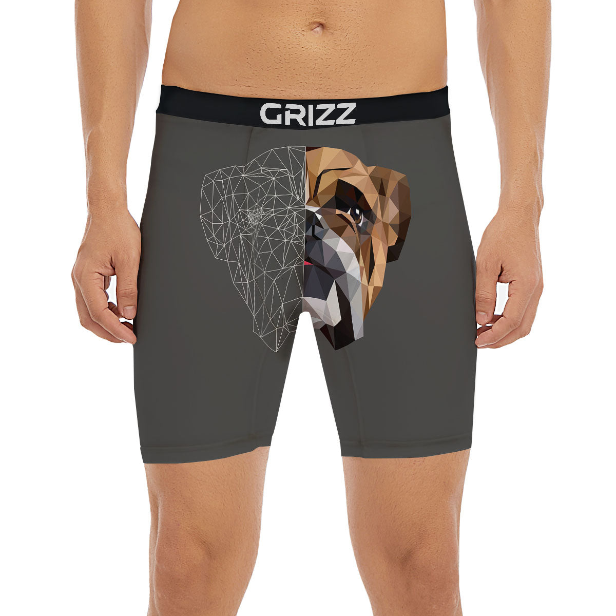 Bulldog Geometric English Print Boxer Briefs-grizzshop