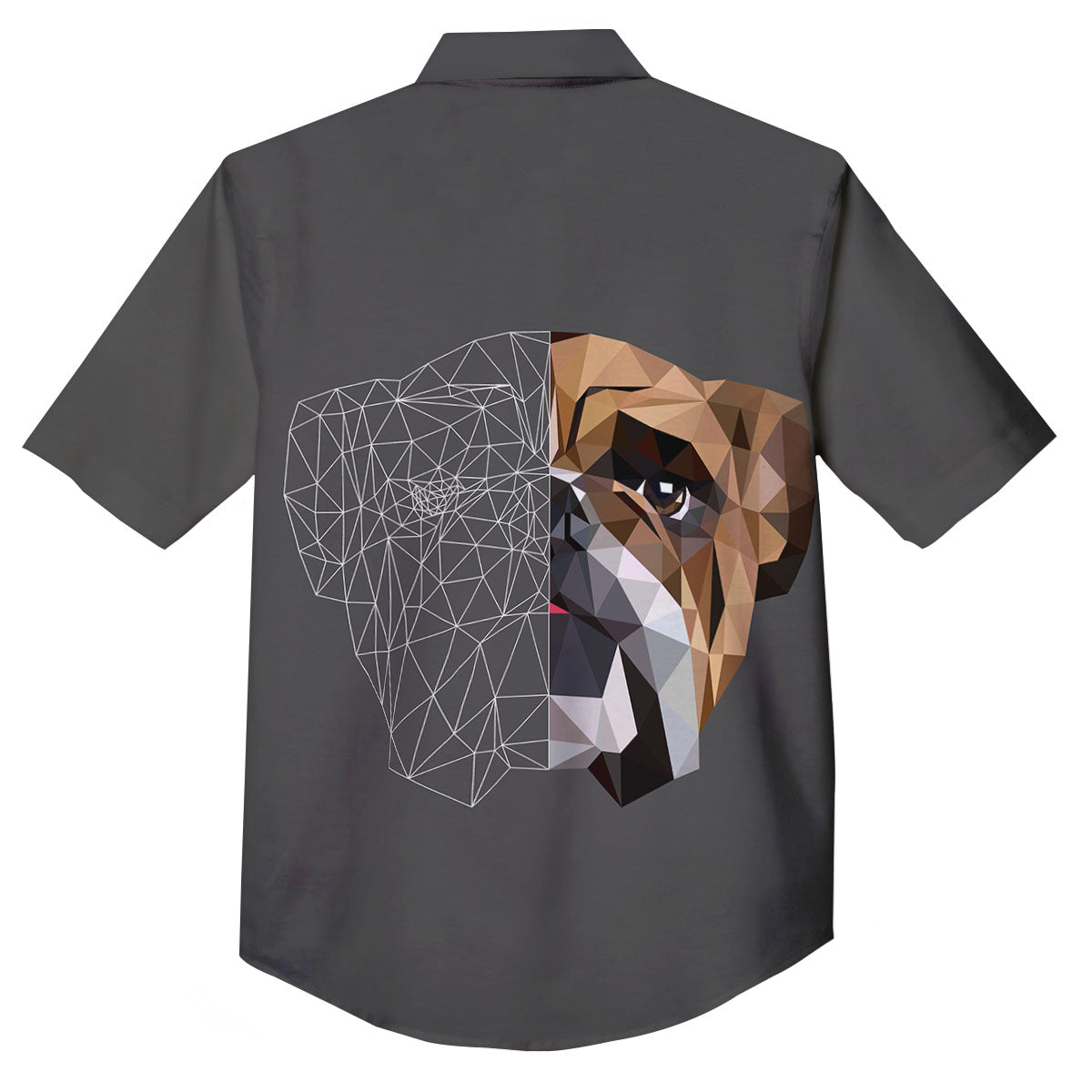 Bulldog Geometric English Print Button Up Shirt-grizzshop