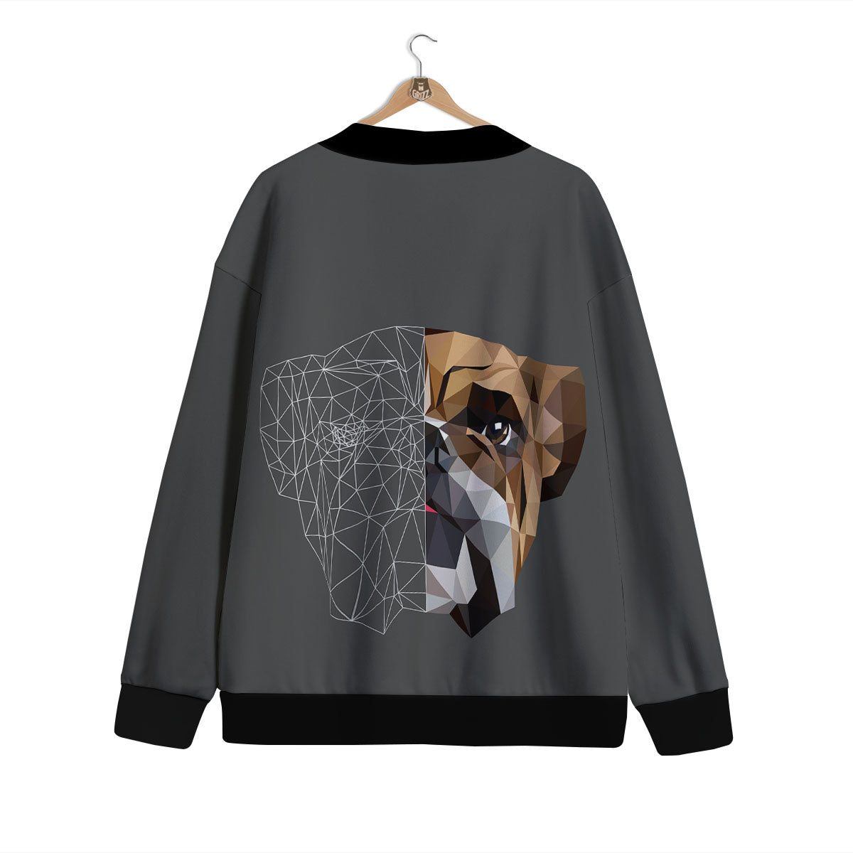 Bulldog Geometric English Print Cardigan-grizzshop