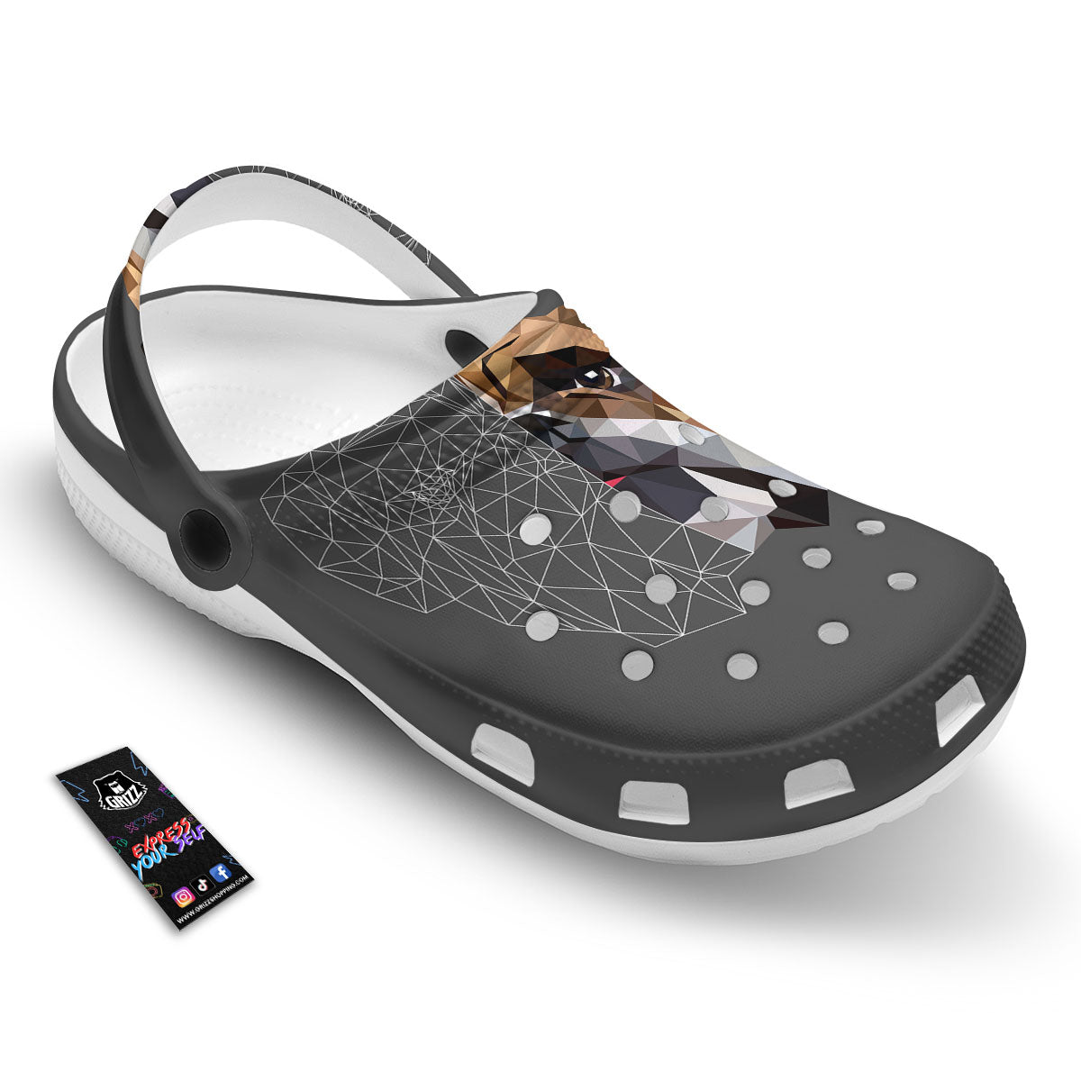 Bulldog Geometric English Print Clog-grizzshop