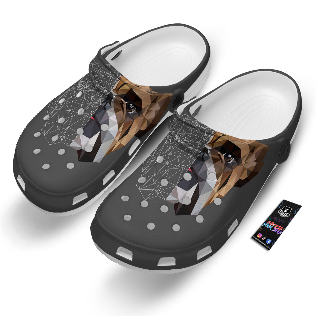Bulldog Geometric English Print Clog-grizzshop