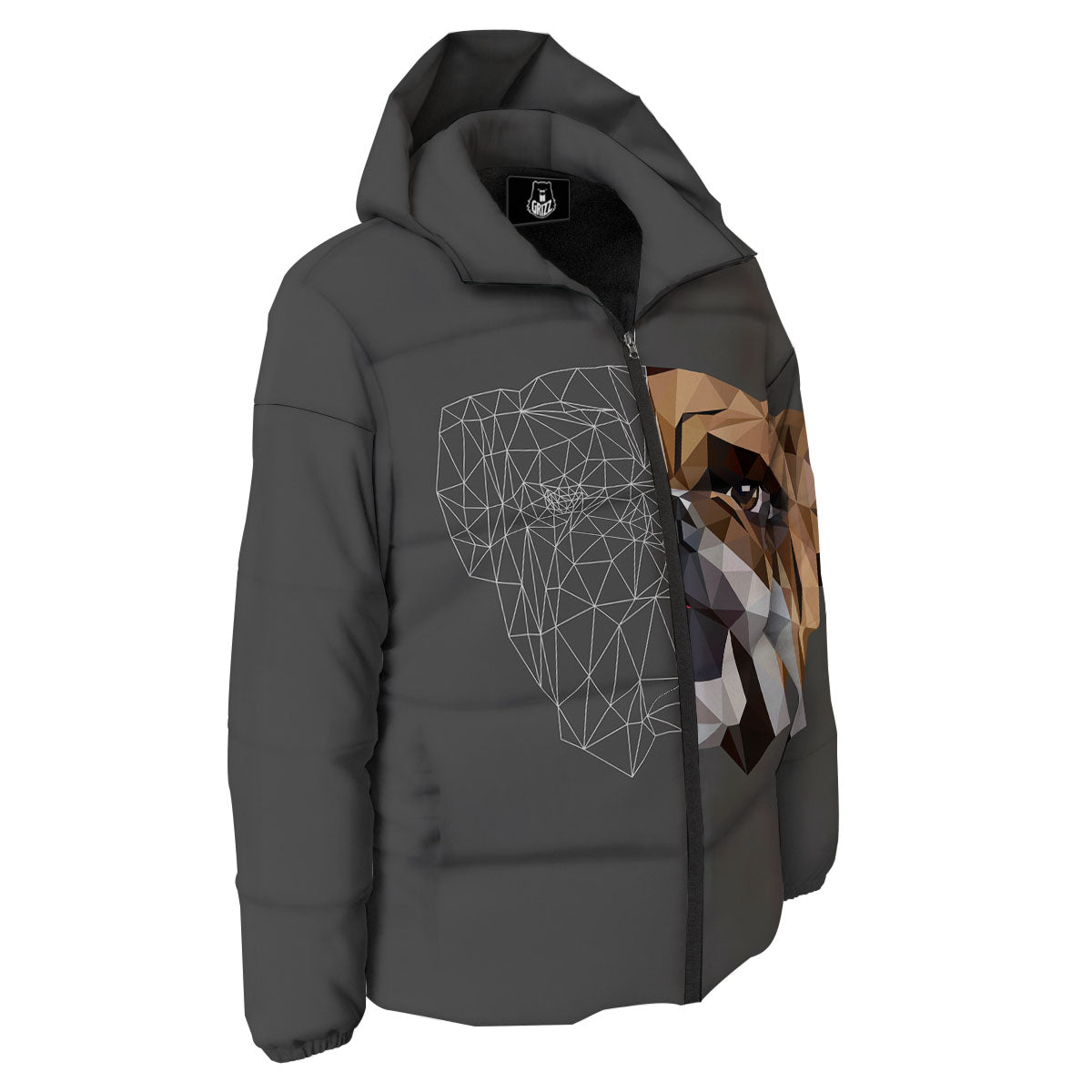 Bulldog Geometric English Print Down Jacket-grizzshop