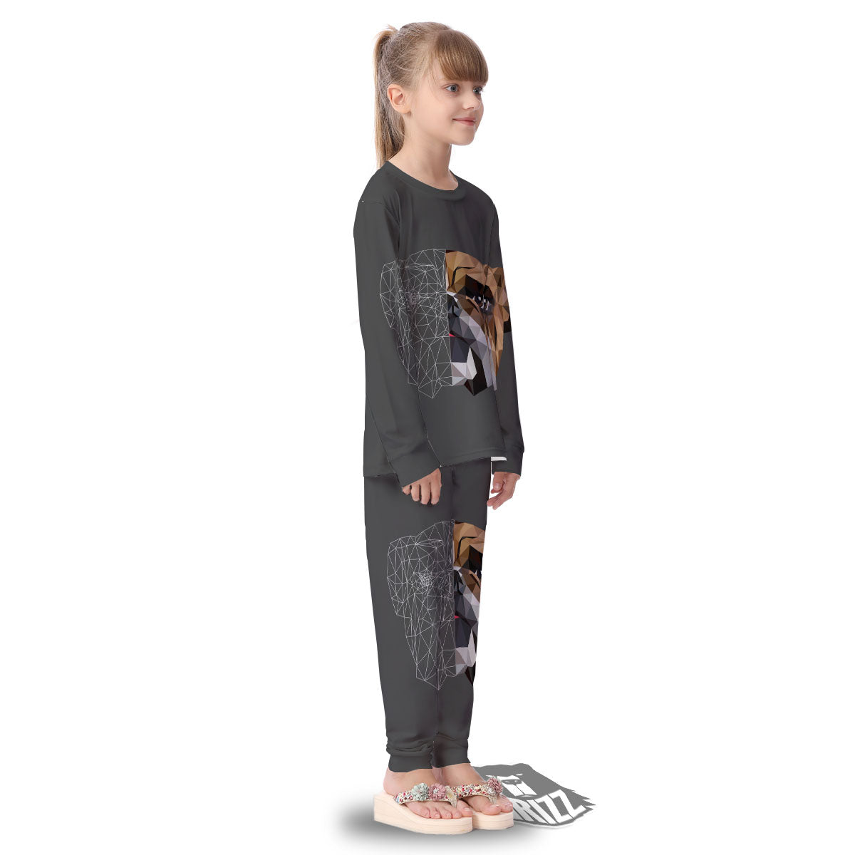 Bulldog Geometric English Print Kid's Pajamas-grizzshop