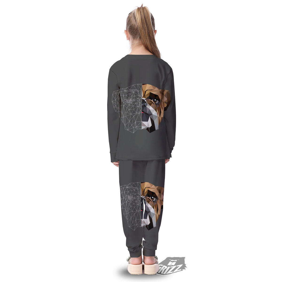 Bulldog Geometric English Print Kid's Pajamas-grizzshop