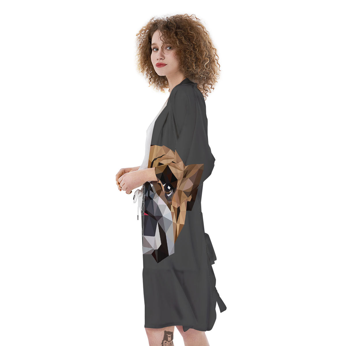 Bulldog Geometric English Print Kimono-grizzshop