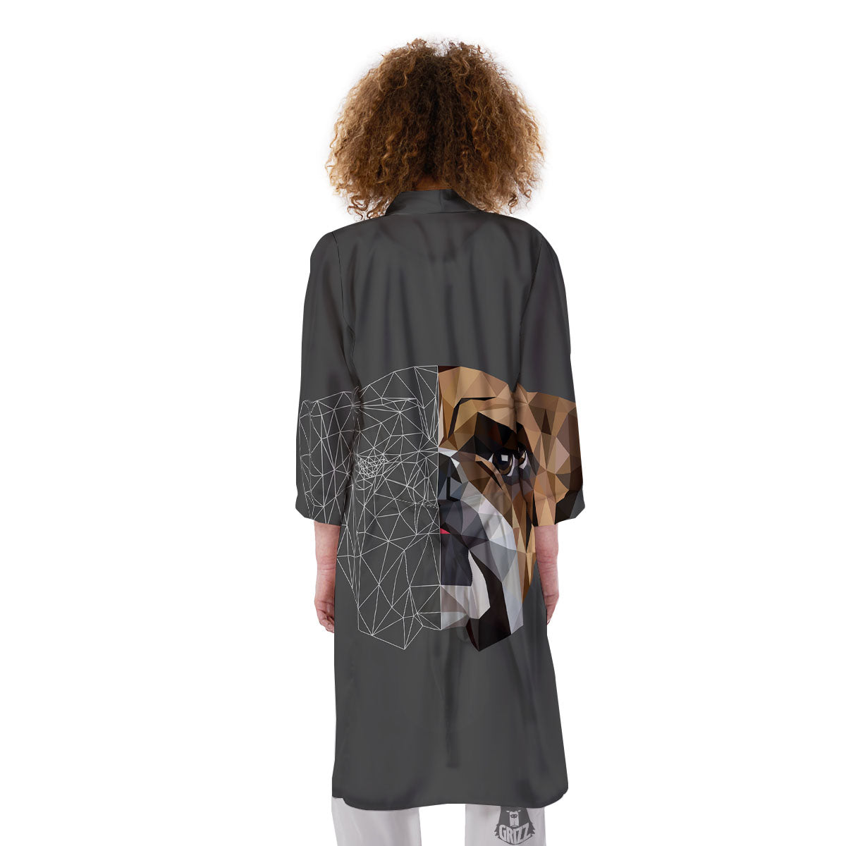 Bulldog Geometric English Print Kimono-grizzshop