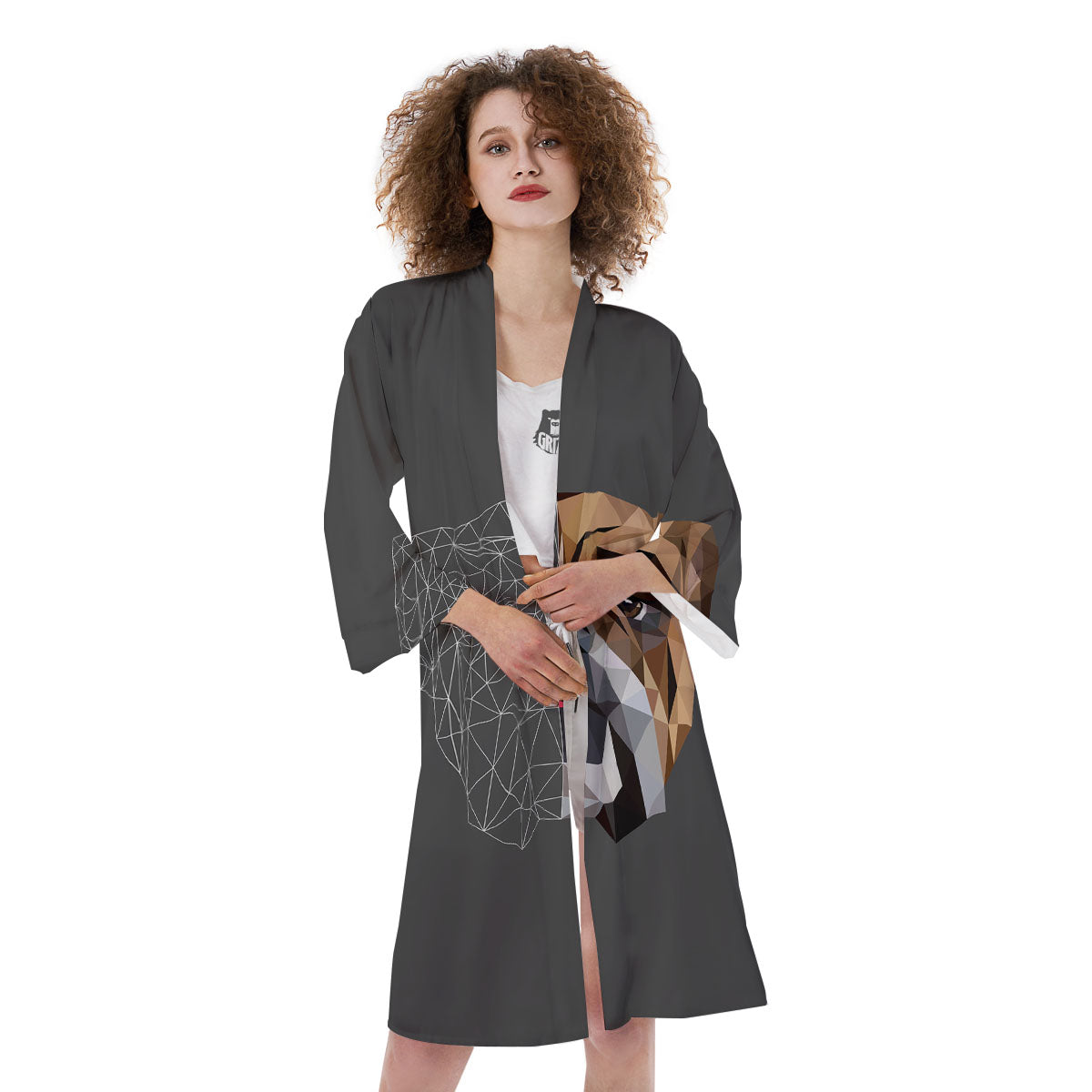Bulldog Geometric English Print Kimono-grizzshop