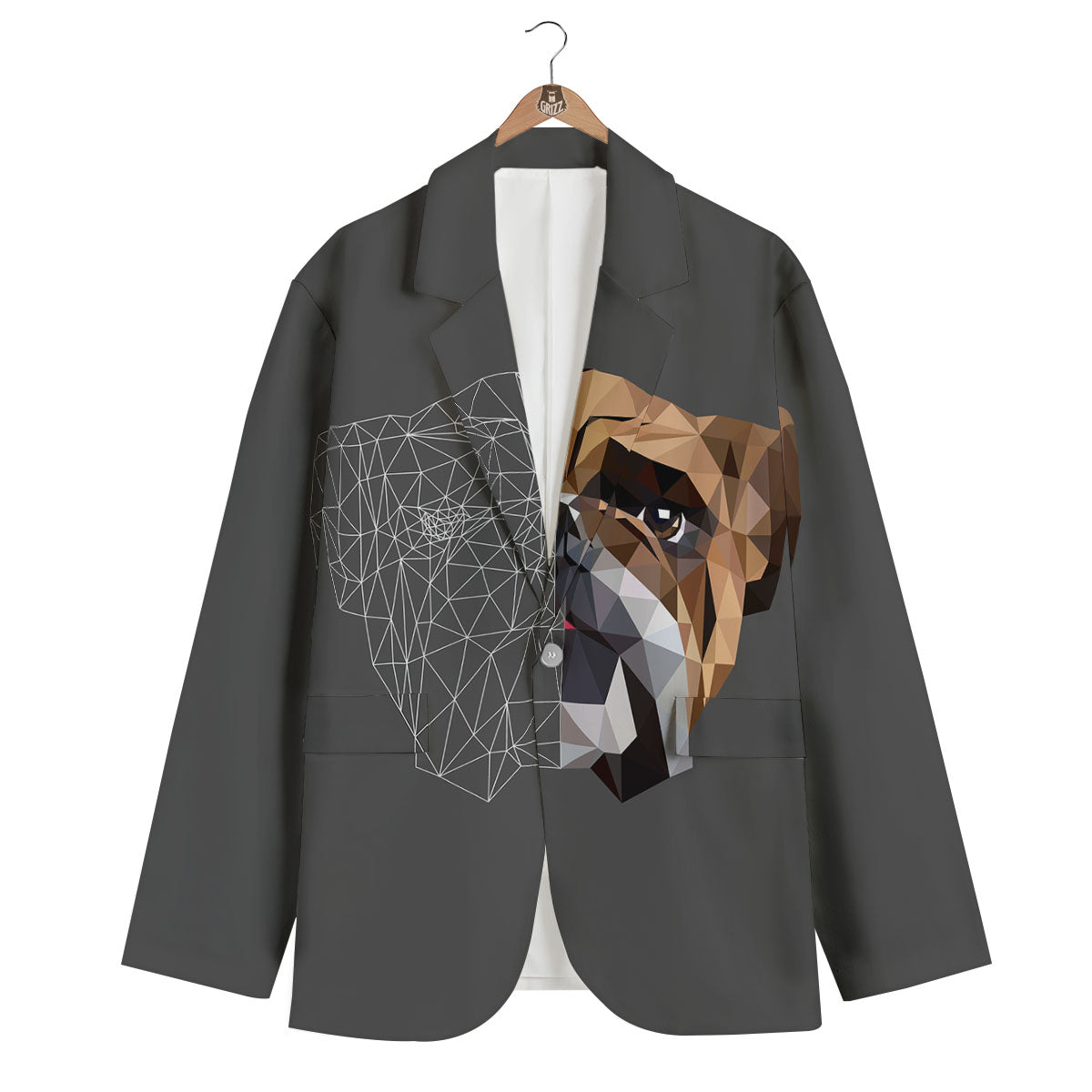 Bulldog Geometric English Print Men's Blazer-grizzshop