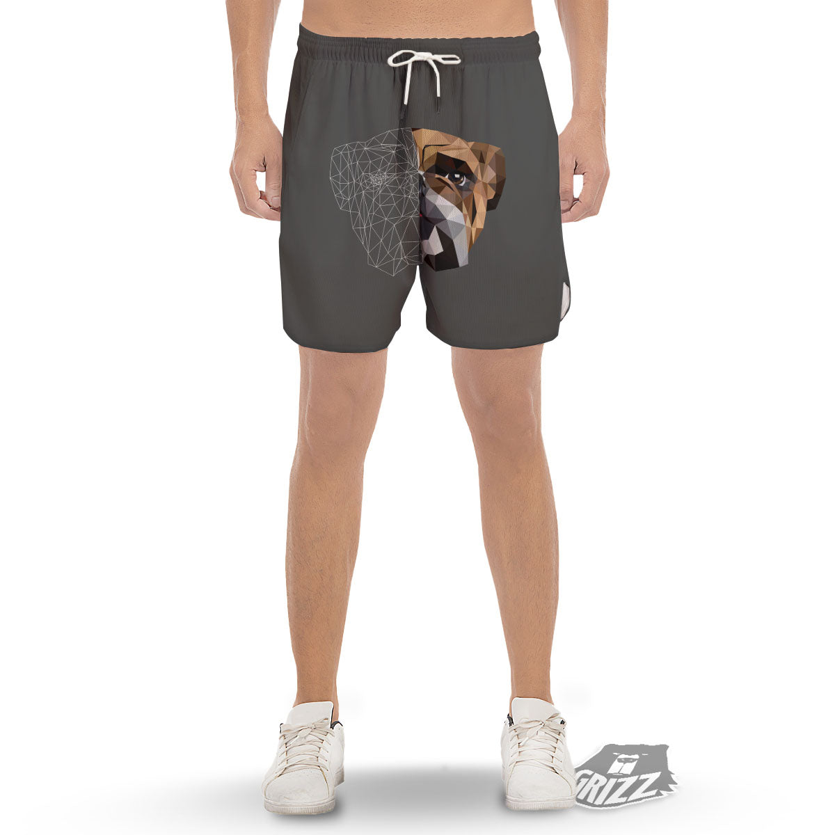 Bulldog Geometric English Print Men's Gym Shorts-grizzshop