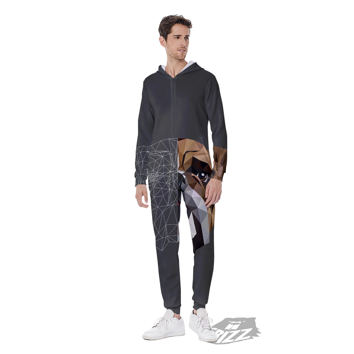 Bulldog Geometric English Print Men's Jumpsuit-grizzshop
