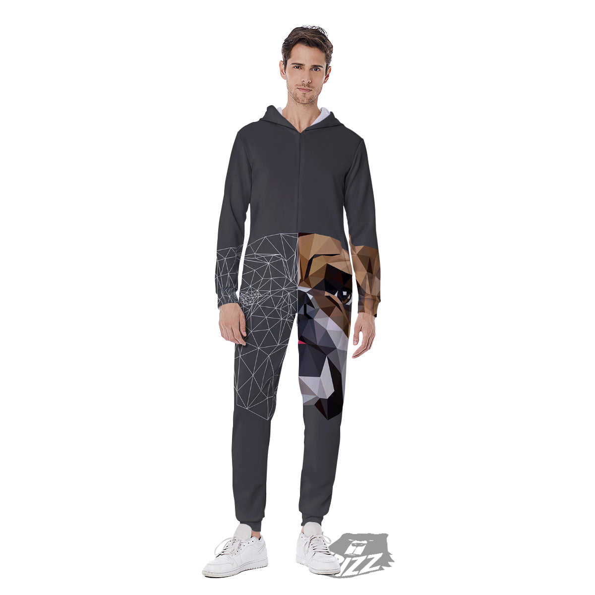 Bulldog Geometric English Print Men's Jumpsuit-grizzshop