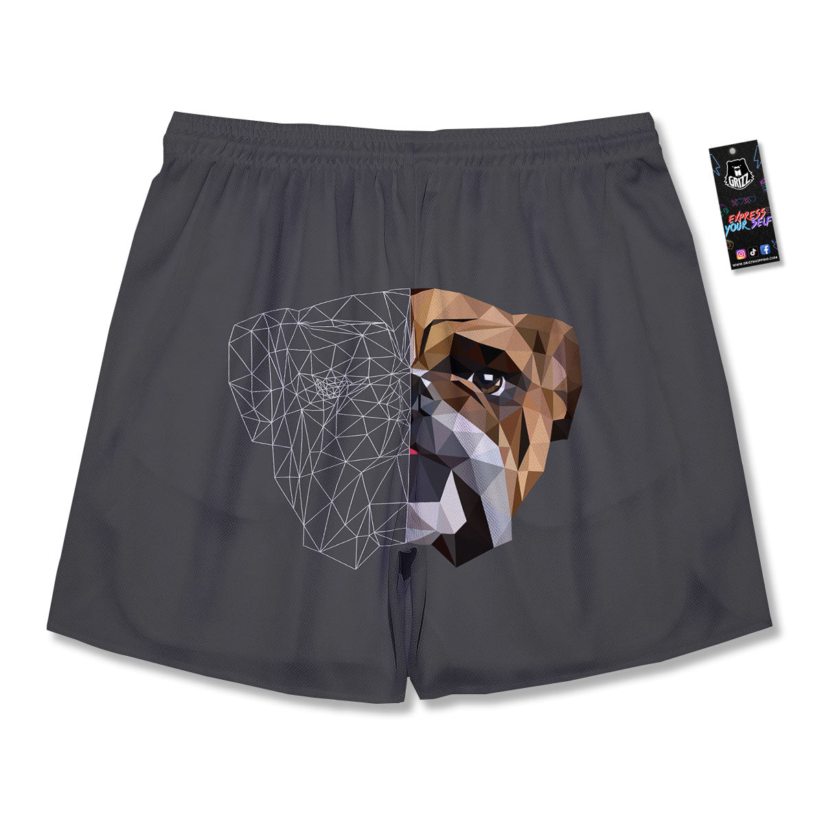 Bulldog Geometric English Print Men's Running Shorts-grizzshop