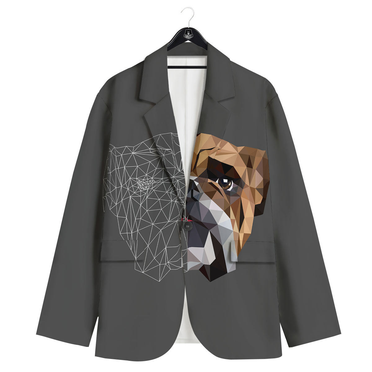 Bulldog Geometric English Print Men's Sport Coat-grizzshop