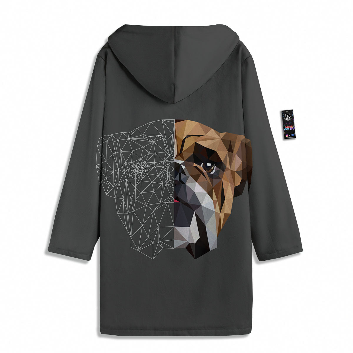Bulldog Geometric English Print Men's Windbreaker Jacket-grizzshop