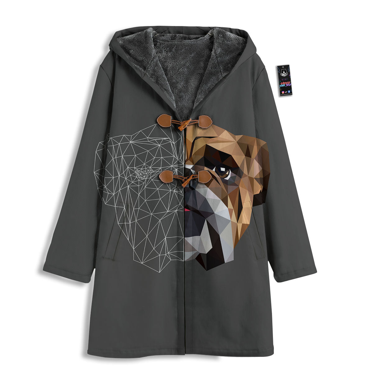 Bulldog Geometric English Print Men's Windbreaker Jacket-grizzshop