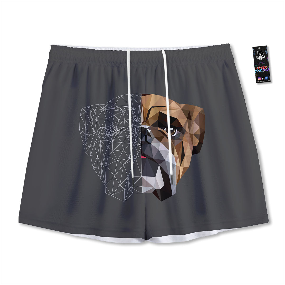Bulldog Geometric English Print Mesh Shorts