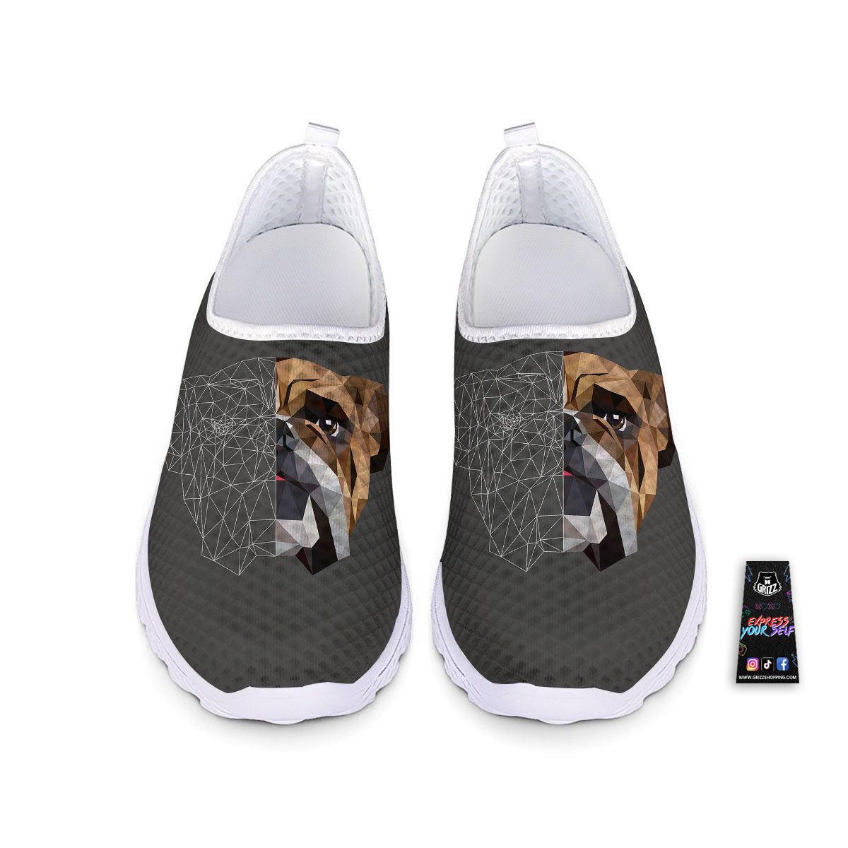 Bulldog Geometric English Print Nurse Shoes-grizzshop