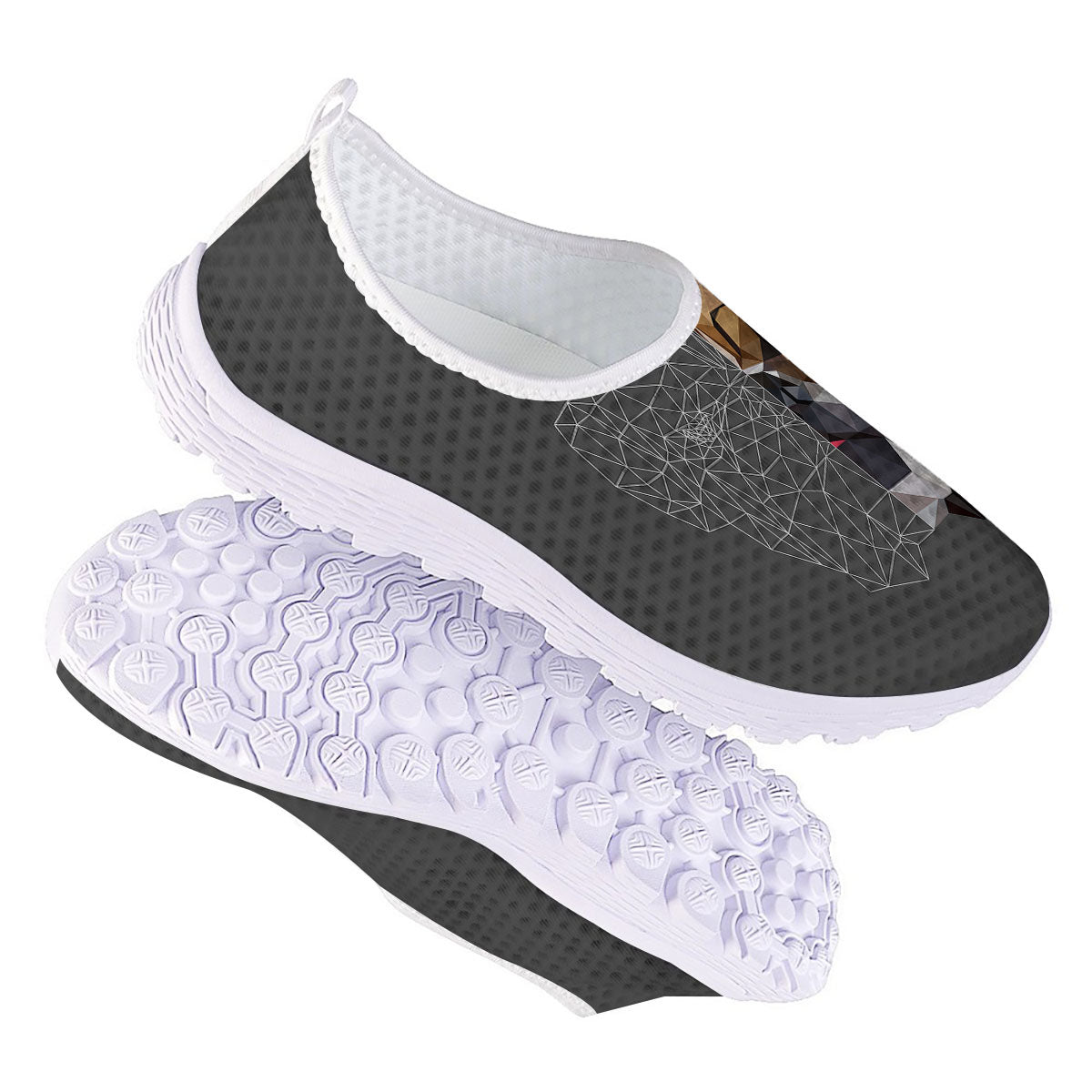 Bulldog Geometric English Print Nurse Shoes-grizzshop