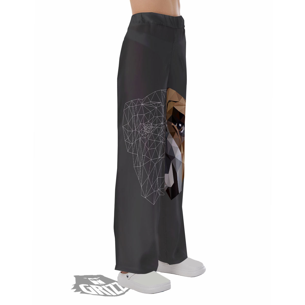 Bulldog Geometric English Print Pajama Pants-grizzshop