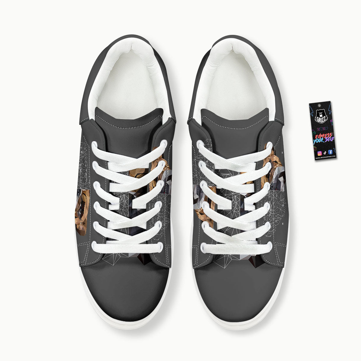 Bulldog Geometric English Print Platform Shoes-grizzshop