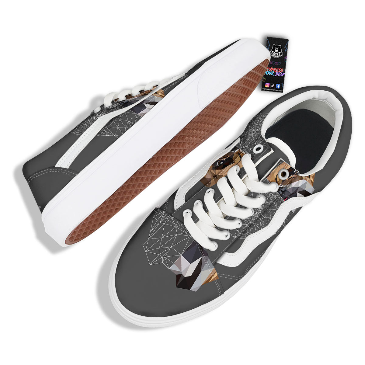 Bulldog Geometric English Print Skate Shoes-grizzshop