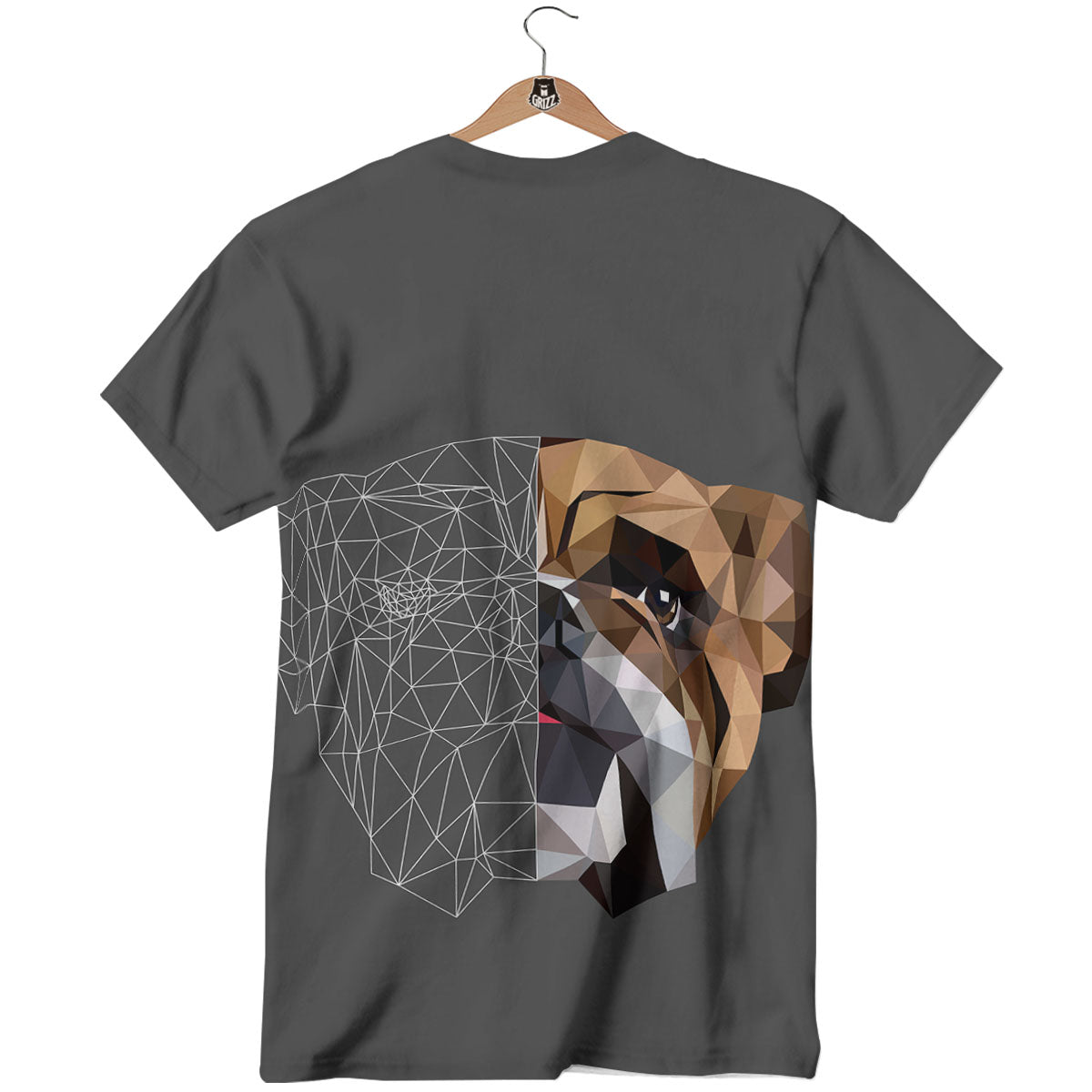 Bulldog Geometric English Print T-Shirt-grizzshop
