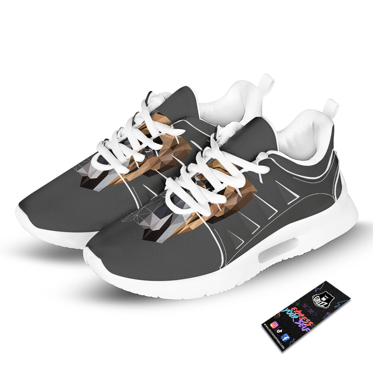 Bulldog Geometric English Print Tennis Shoes-grizzshop