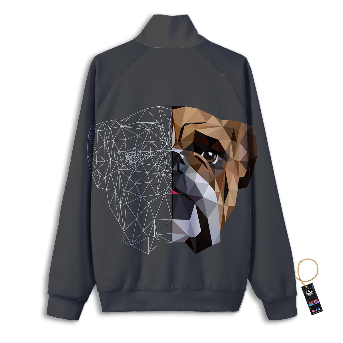 Bulldog Geometric English Print Track Jacket-grizzshop