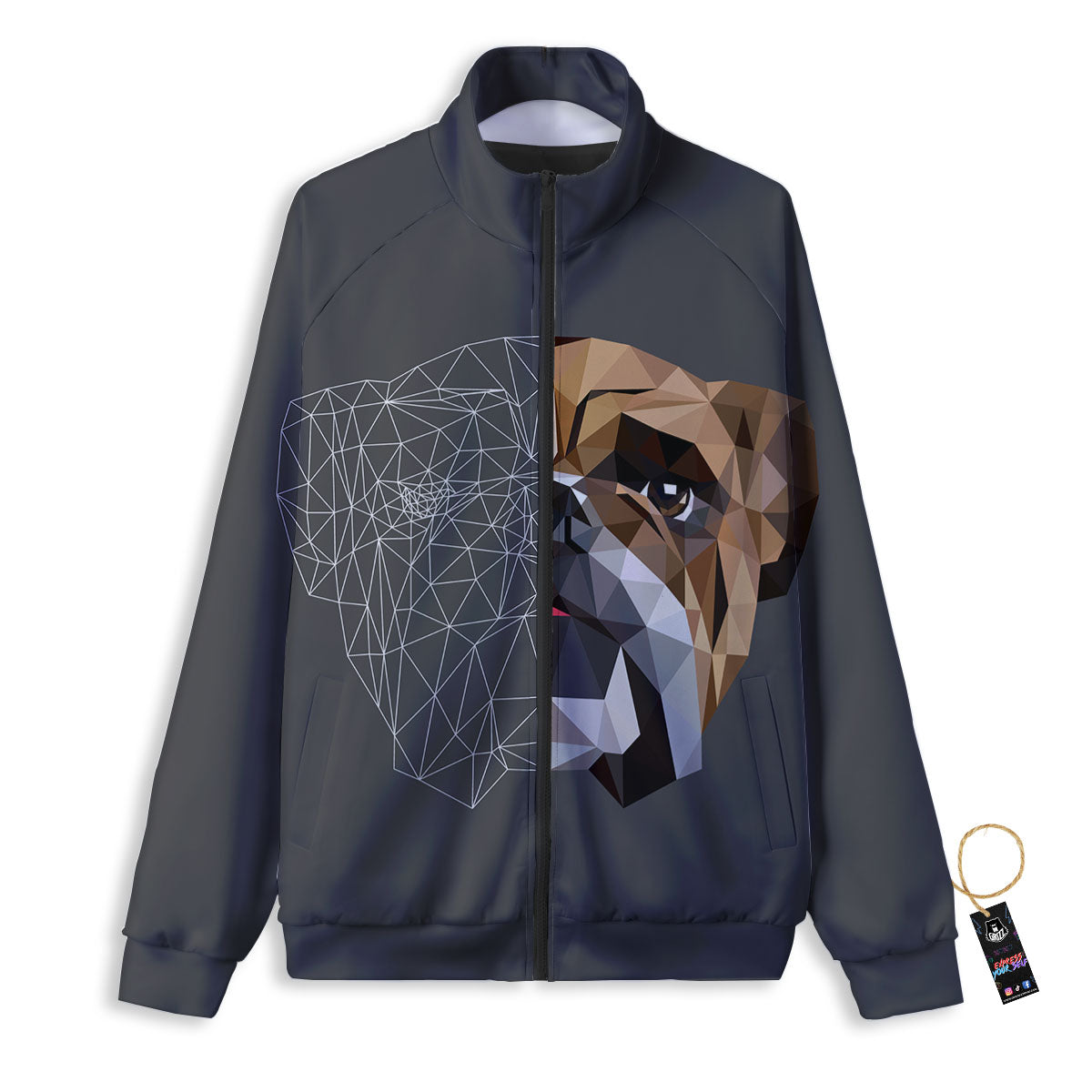 Bulldog Geometric English Print Track Jacket-grizzshop