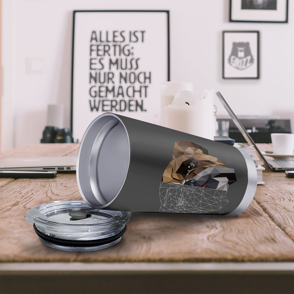 Bulldog Geometric English Print Tumbler-grizzshop