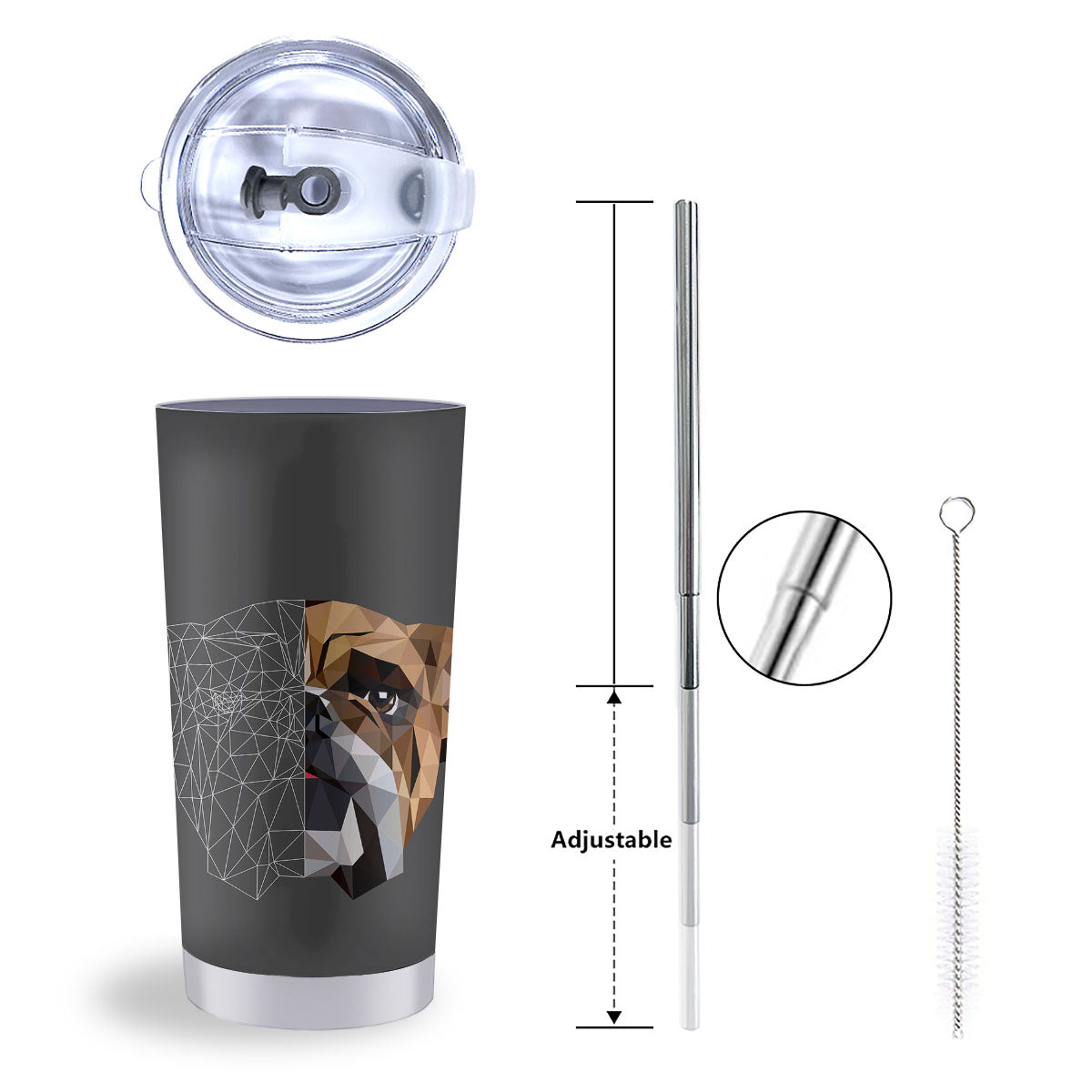 Bulldog Geometric English Print Tumbler-grizzshop