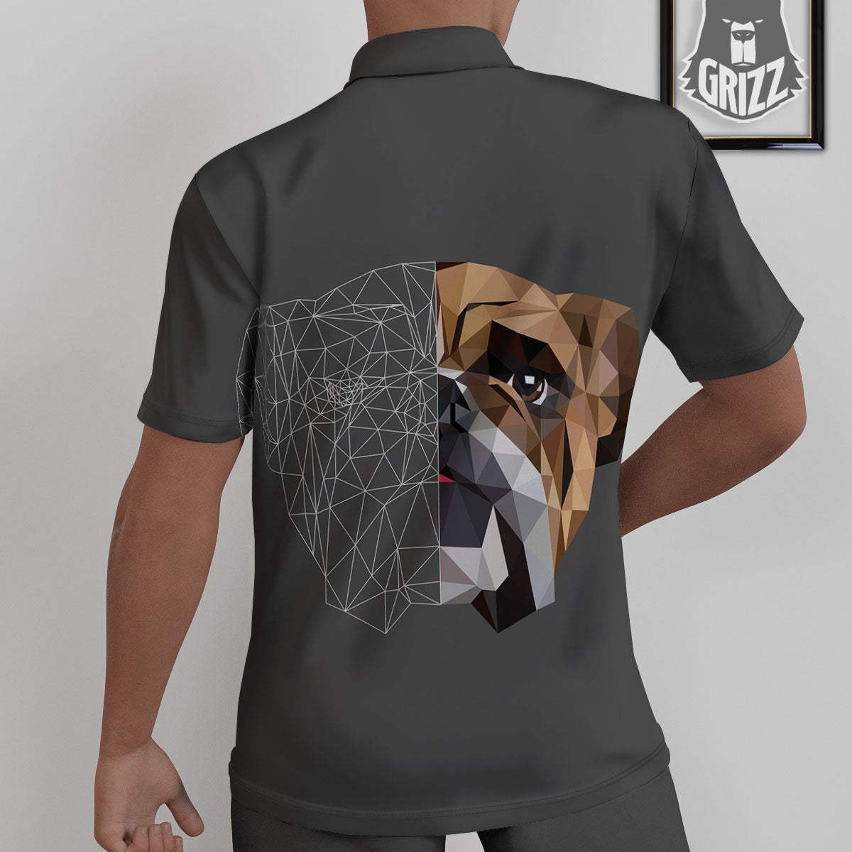 Bulldog Geometric English Print Untucked Shirts-grizzshop