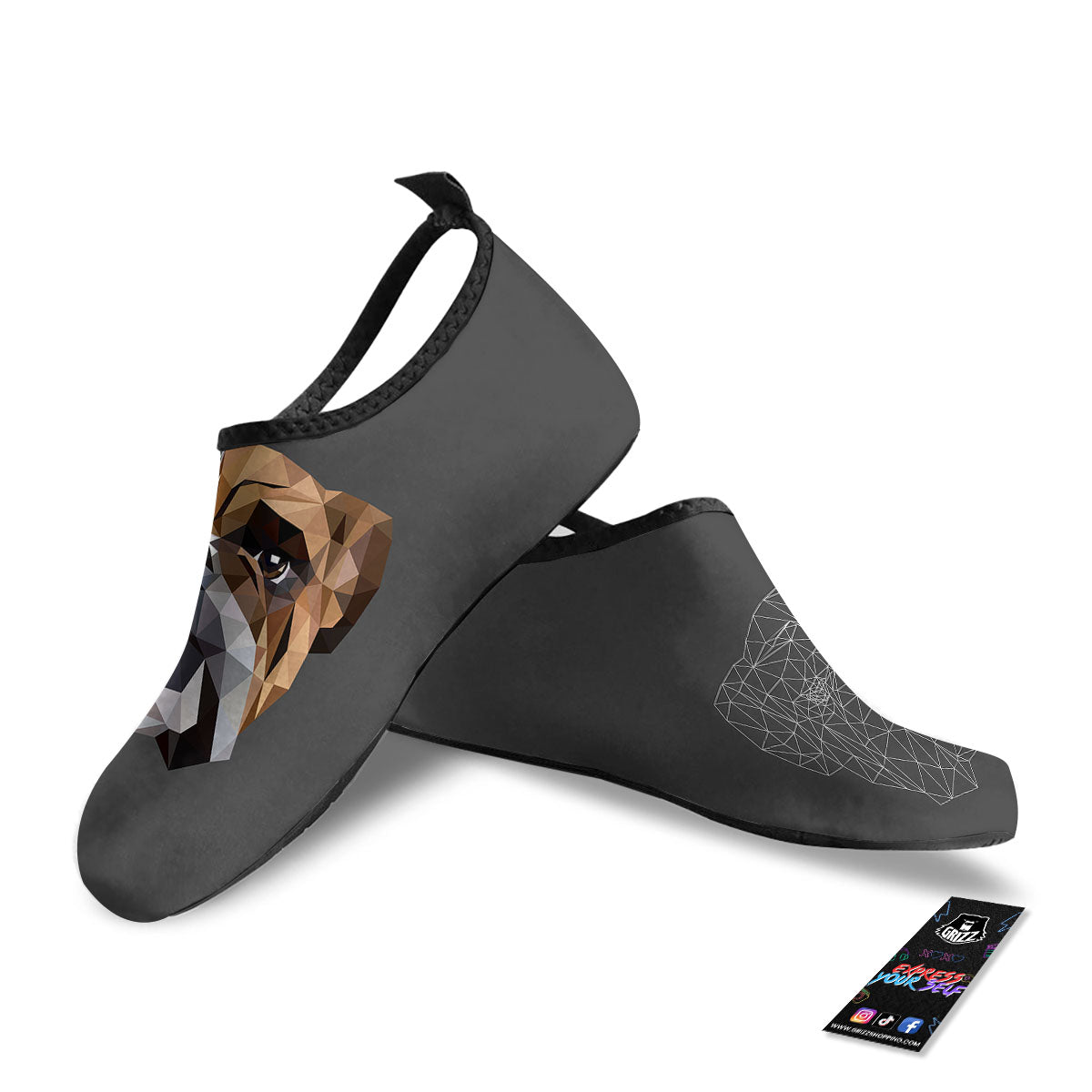 Bulldog Geometric English Print Water Shoes-grizzshop