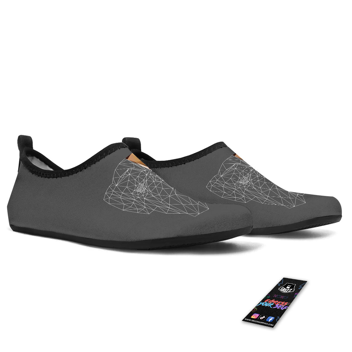 Bulldog Geometric English Print Water Shoes-grizzshop