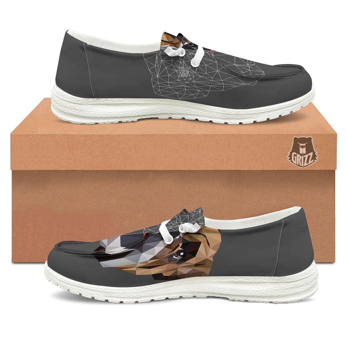 Bulldog Geometric English Print White Loafers-grizzshop