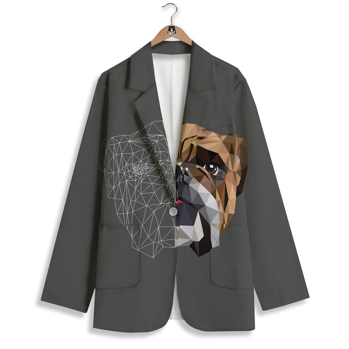 Bulldog Geometric English Print Women's Blazer-grizzshop