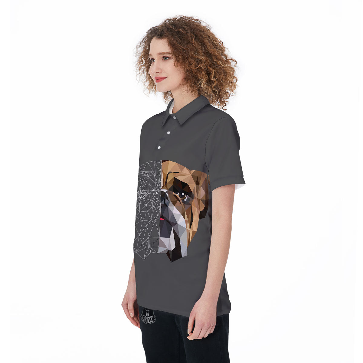 Bulldog Geometric English Print Women's Golf Shirts-grizzshop