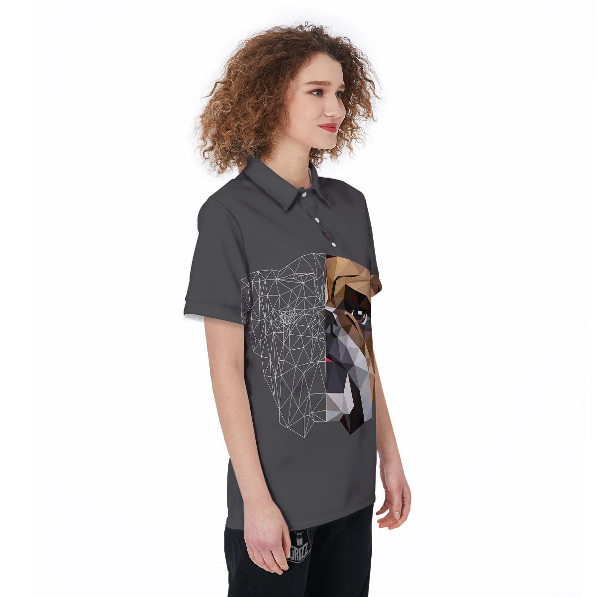 Bulldog Geometric English Print Women's Golf Shirts-grizzshop