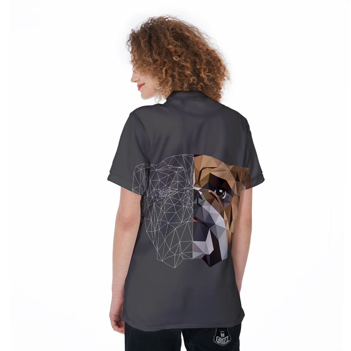 Bulldog Geometric English Print Women's Golf Shirts-grizzshop
