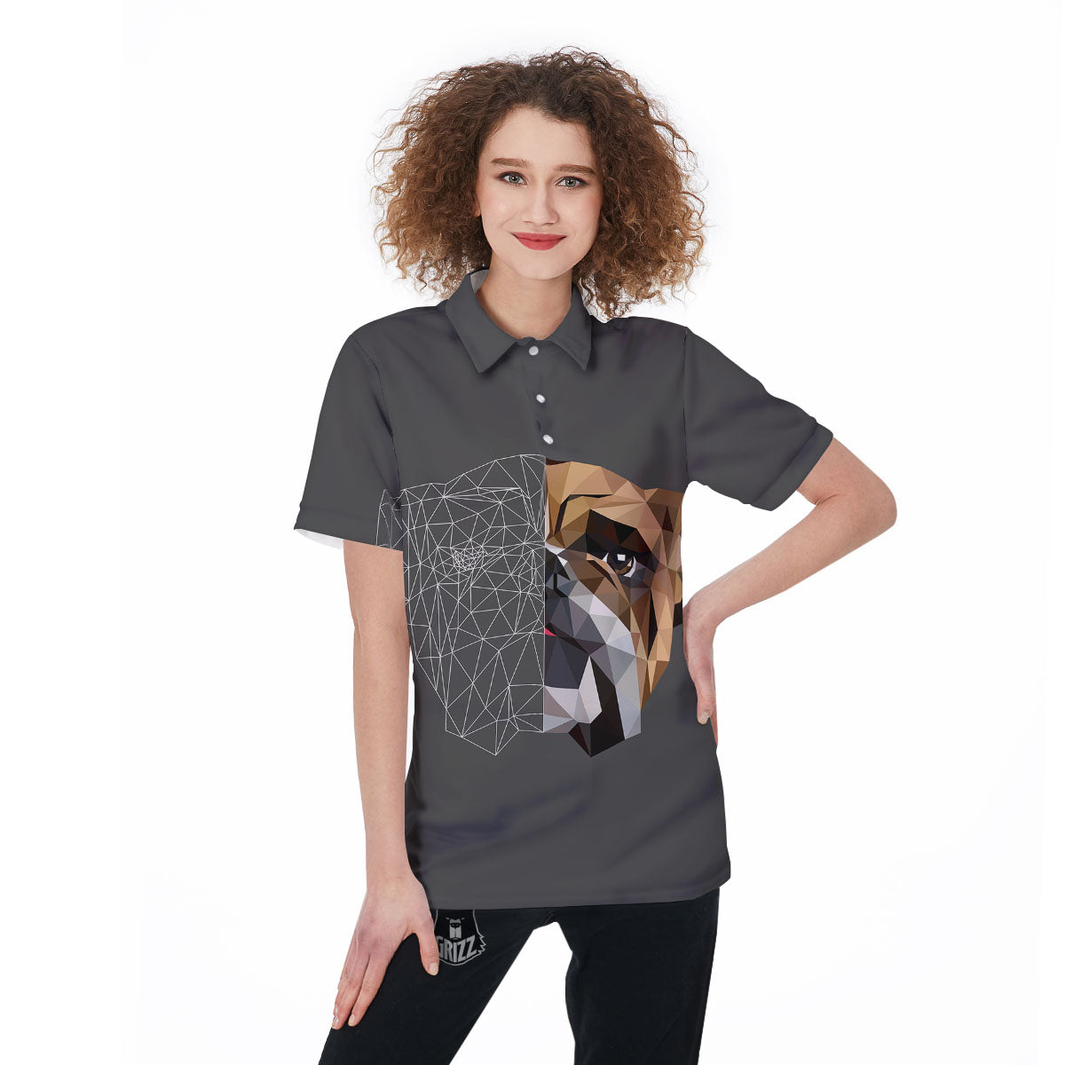 Bulldog Geometric English Print Women's Golf Shirts-grizzshop