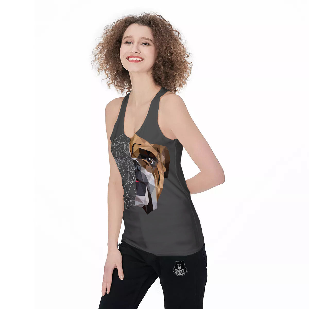 Bulldog Geometric English Print Women's Racerback Tank Top-grizzshop