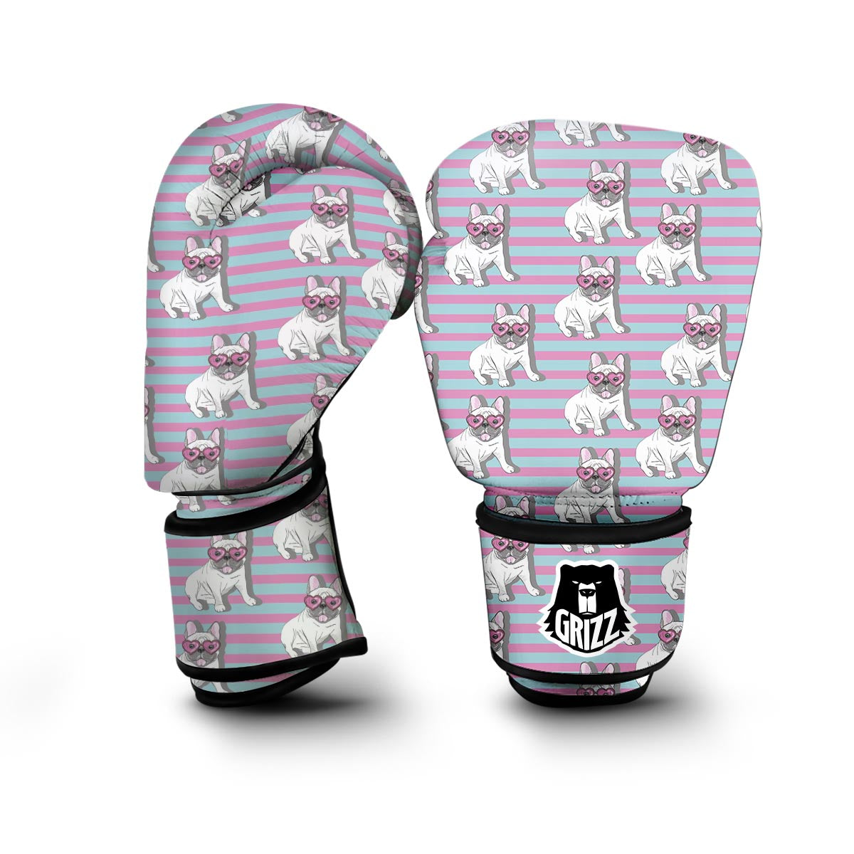 Bulldog Heart Sunglasses Pattern Print Boxing Gloves-grizzshop