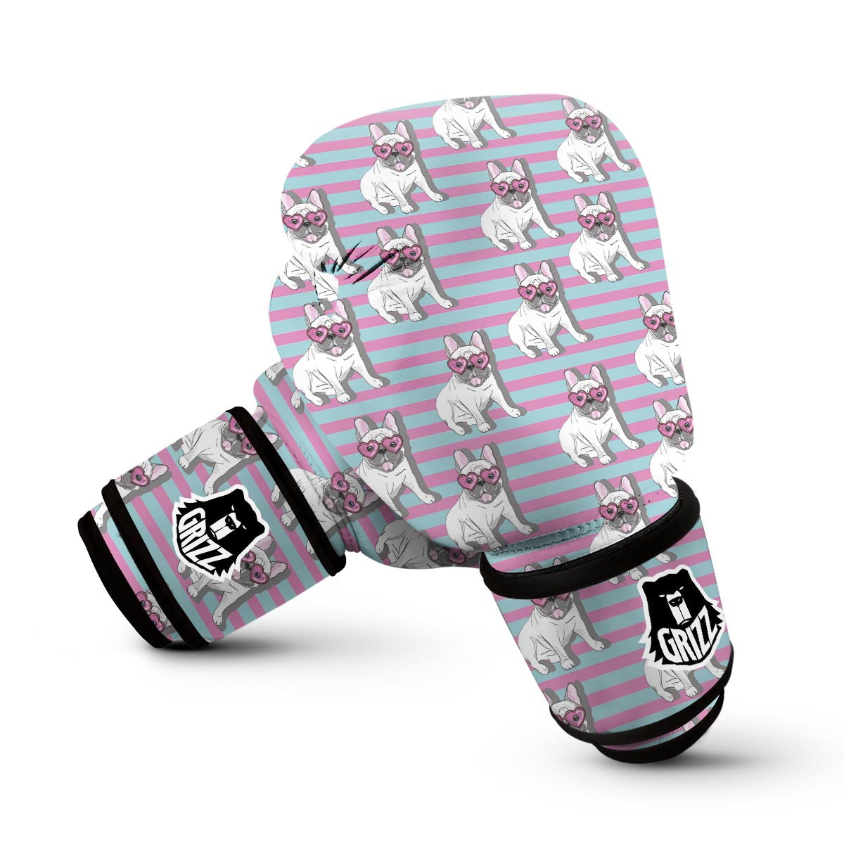 Bulldog Heart Sunglasses Pattern Print Boxing Gloves-grizzshop