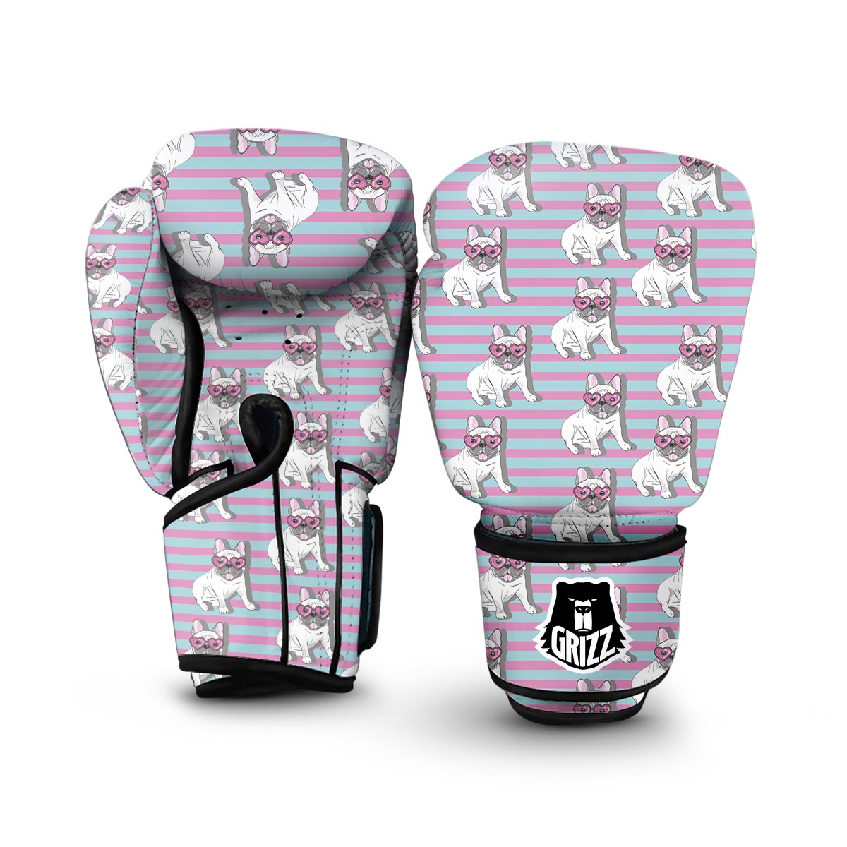 Bulldog Heart Sunglasses Pattern Print Boxing Gloves-grizzshop
