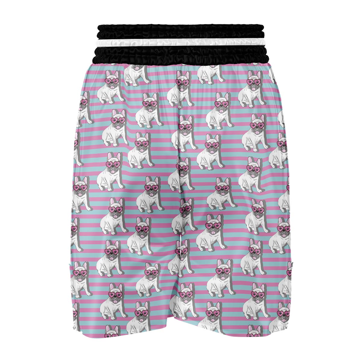 Bulldog Heart Sunglasses Pattern Print Boxing Shorts-grizzshop