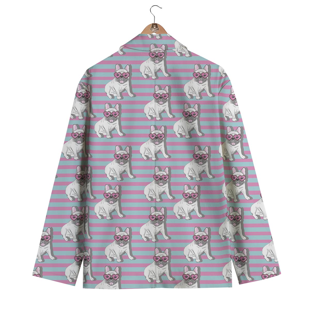 Bulldog Heart Sunglasses Pattern Print Men's Blazer-grizzshop