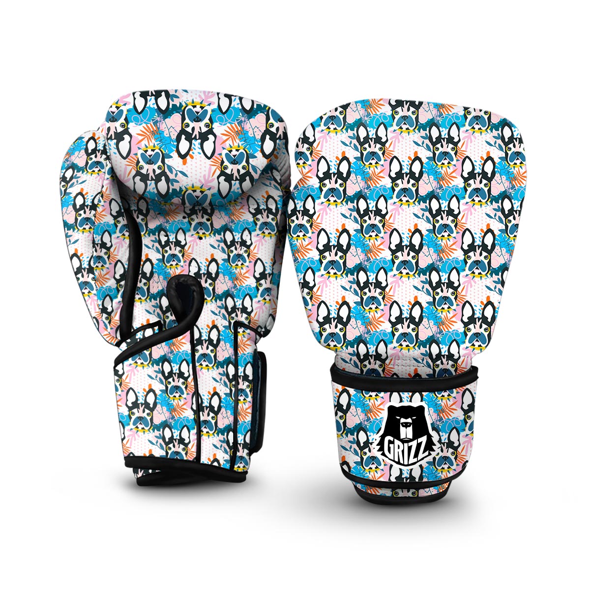 Bulldog Paint Pattern Print Boxing Gloves-grizzshop