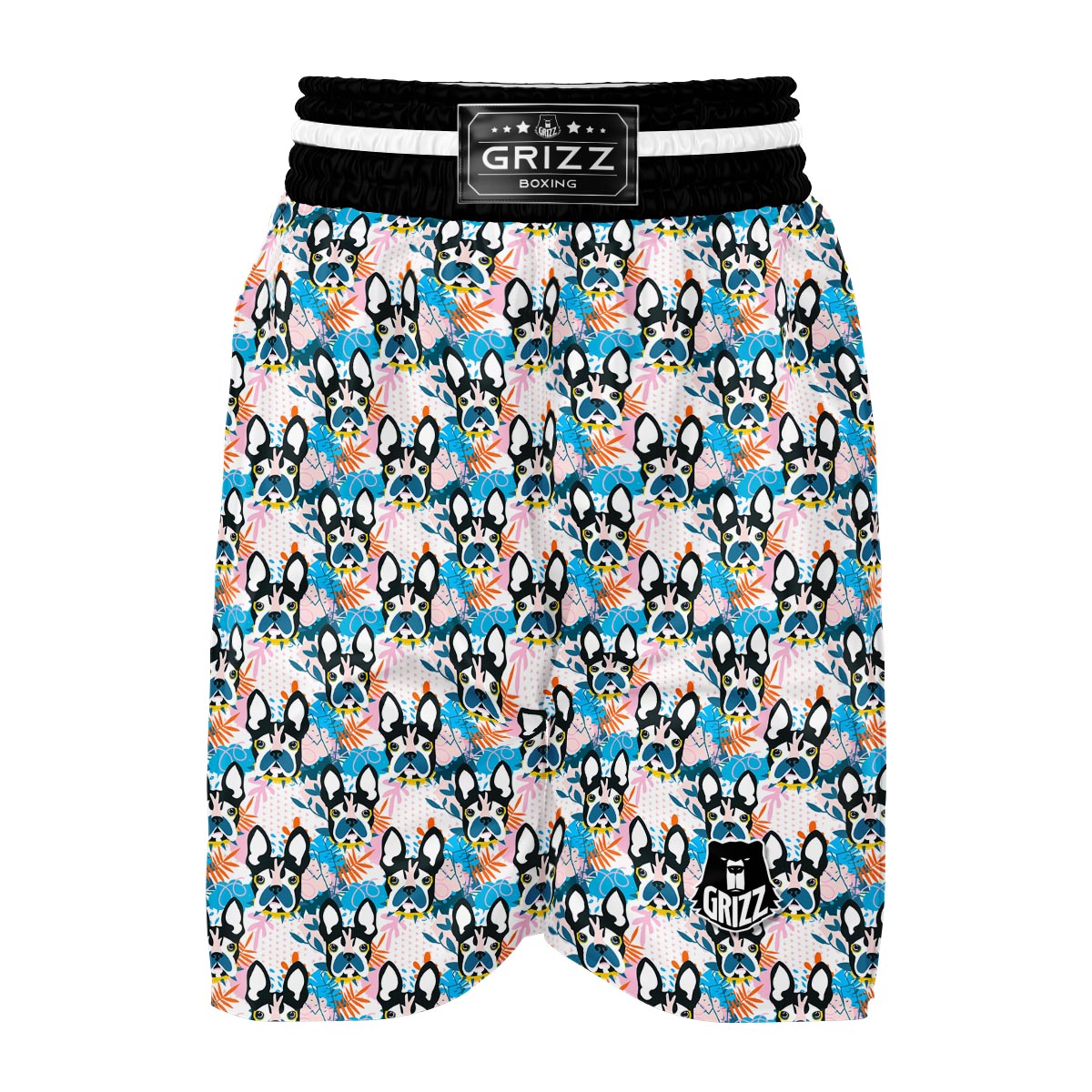 Bulldog Paint Pattern Print Boxing Shorts-grizzshop