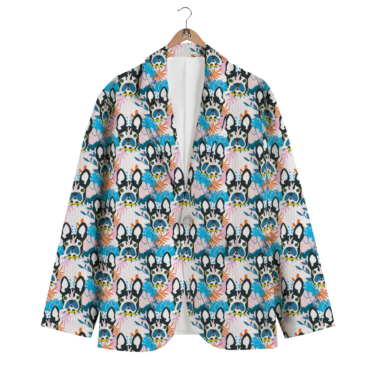 Bulldog Paint Pattern Print Men's Blazer-grizzshop