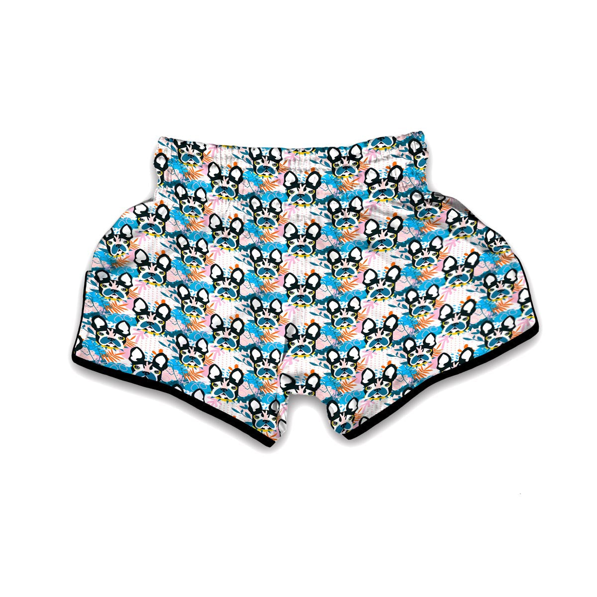 Bulldog Paint Pattern Print Muay Thai Boxing Shorts-grizzshop